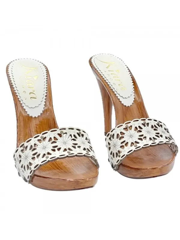 Kiara Shoes ZOCCOLI BIANCHI LASERATI IN... BIANCO Online