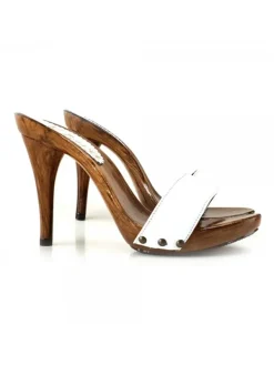 Kiara Shoes ZOCCOLI IN PELLE BIANCO Discount