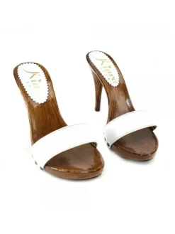 Kiara Shoes ZOCCOLI IN PELLE BIANCO Discount