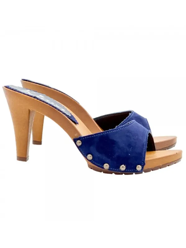 Kiara Shoes ZOCCOLI IN CAMOSCIO CON... Blu Online