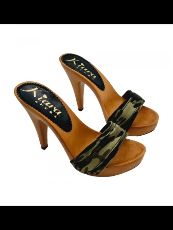 Kiara Shoes ZOCCOLI CAMOUFLAGE-Tacco 11 cm Discount