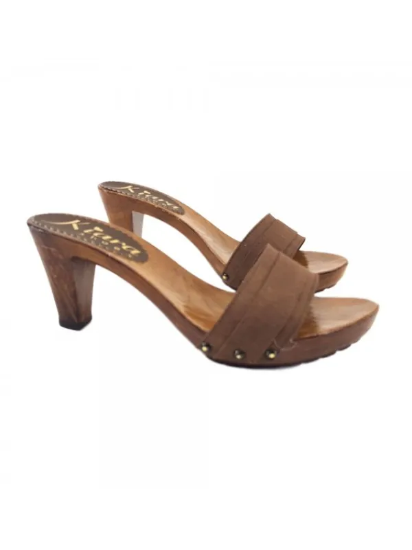 Kiara Shoes ZOCCOLI COMODI TACCO 8 Marrone Hot