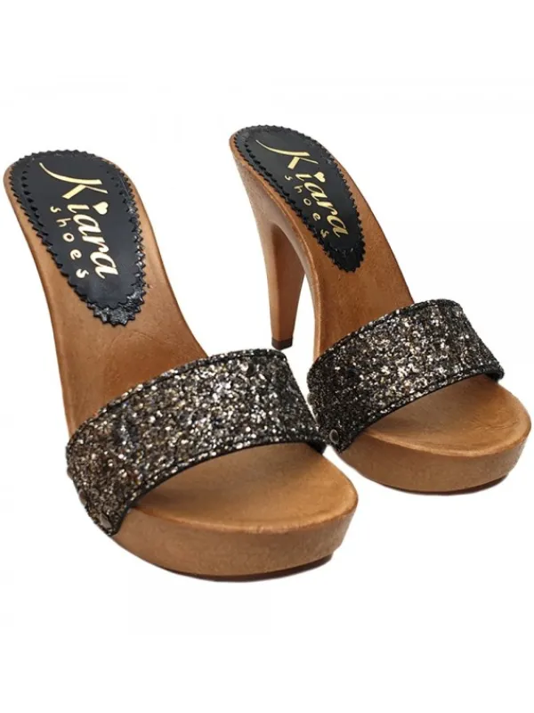 Kiara Shoes ZOCCOLI CON FASCIA GLITTERATA Nero Hot