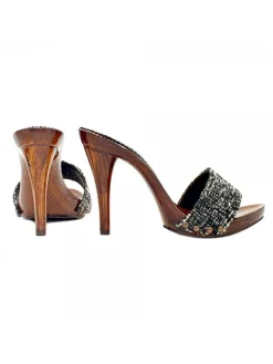 Kiara Shoes ZOCCOLI CON FASCIA IN TWEED... Nero Outlet