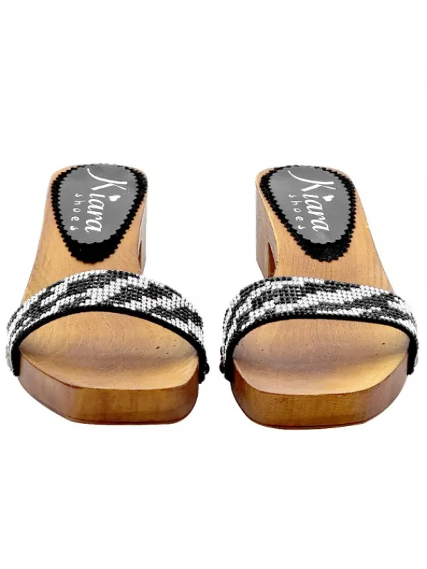 Kiara Shoes ZOCCOLI CON FASCIA STRASS... Nero