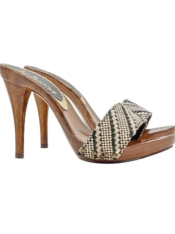 Kiara Shoes ZOCCOLI CON FASCIA TWEED E... Nero Sale