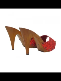 Kiara Shoes Zoccoli con glitter e tacco... Rosso Hot
