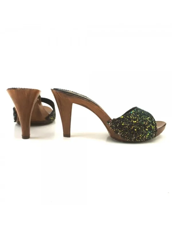 Kiara Shoes ZOCCOLI CON GLITTER NERI... Nero Clearance