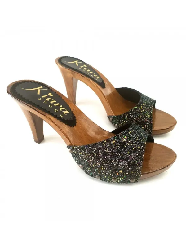 Kiara Shoes ZOCCOLI CON GLITTER NERI... Nero Clearance