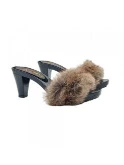 Kiara Shoes ZOCCOLI CON PELLICCIA E... Marrone New