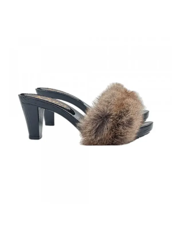 Kiara Shoes ZOCCOLI CON PELLICCIA E... Marrone New