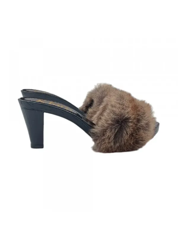 Kiara Shoes ZOCCOLI CON PELLICCIA E... Marrone New
