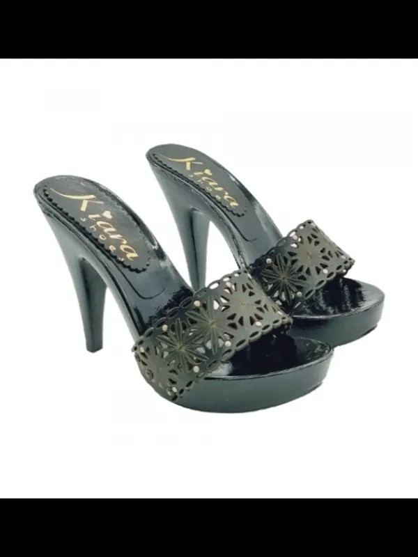 Kiara Shoes Zoccoli con tacco 11 e... Nero Discount