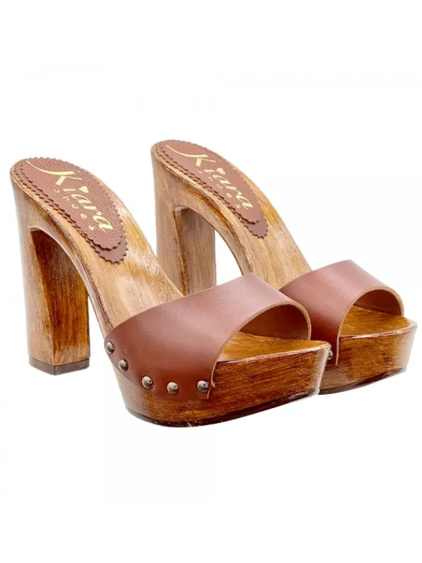 Kiara Shoes Zoccoli con Tacco Alto in... Cuoio Outlet