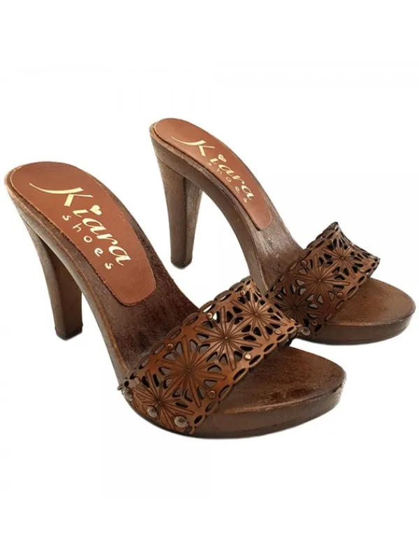 Kiara Shoes ZOCCOLI -K22401 Cuoio Clearance