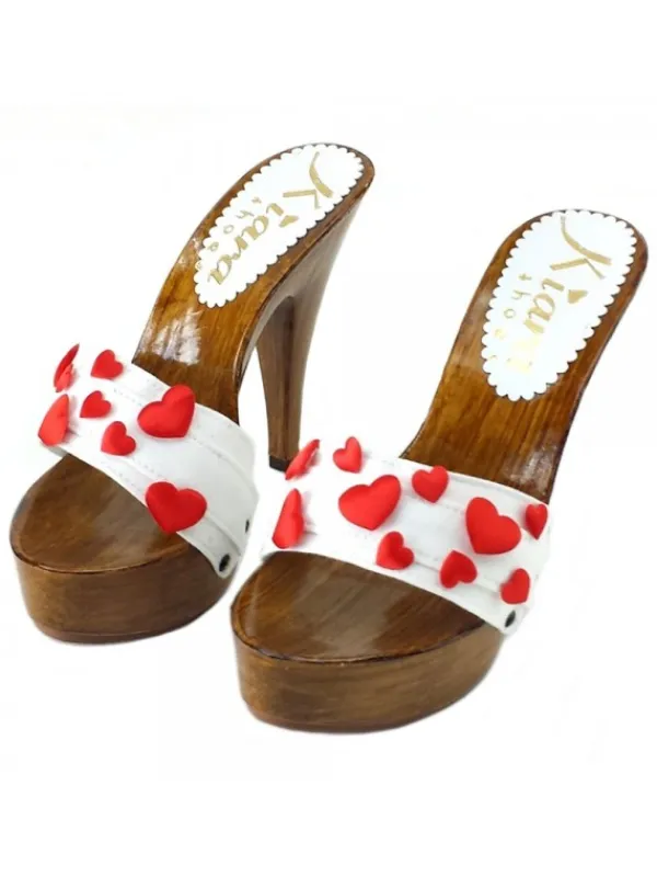 Kiara Shoes ZOCCOLI CUORI SAN VALENTINO BIANCO Best