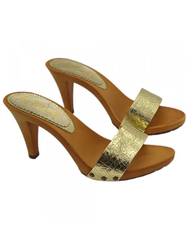 Kiara Shoes Zoccoli da donna con fascia... Oro Outlet