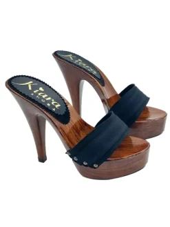 Kiara Shoes ZOCCOLI DA DONNA NERI TACCO... Nero Clearance
