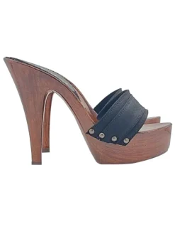 Kiara Shoes ZOCCOLI DA DONNA NERI TACCO... Nero Clearance