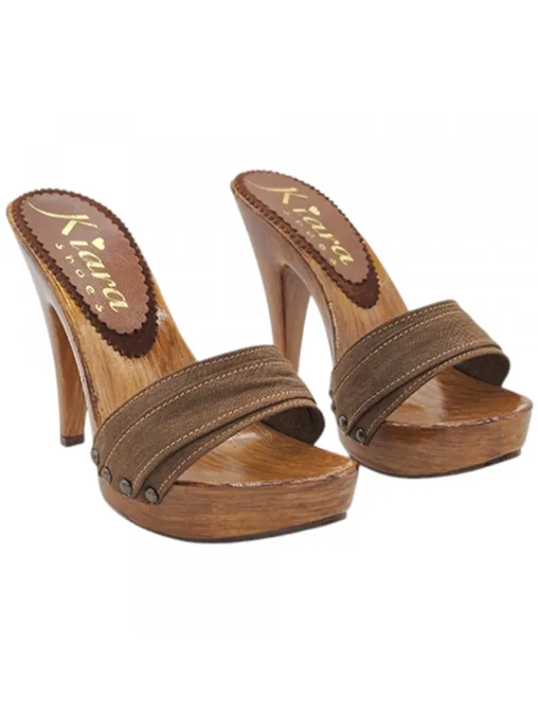 Kiara Shoes Zoccoli Donna Artigianali... Marrone Outlet