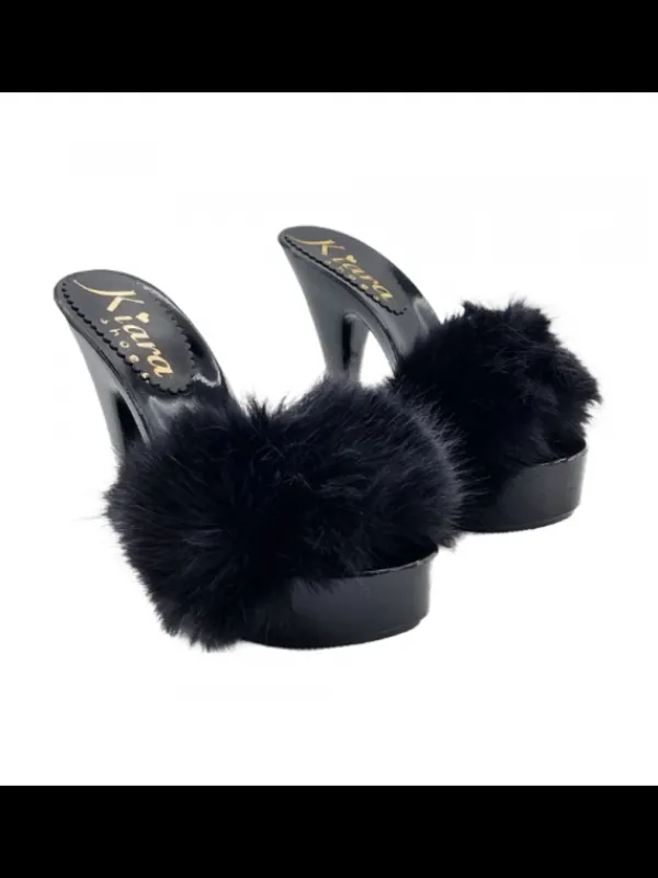 Kiara Shoes ZOCCOLI DONNA CON PELLICCIA... Nero Outlet