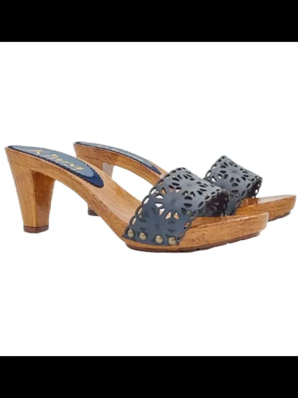 Kiara Shoes ZOCCOLI DONNA IN PELLE E... Blu Outlet