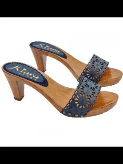 Kiara Shoes ZOCCOLI DONNA IN PELLE E... Blu Outlet