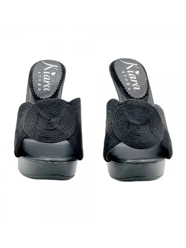Kiara Shoes Zoccoli Donna neri HANDMADE... Nero Clearance