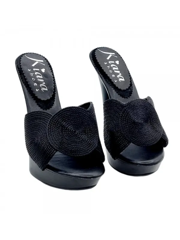 Kiara Shoes Zoccoli Donna neri HANDMADE... Nero Clearance