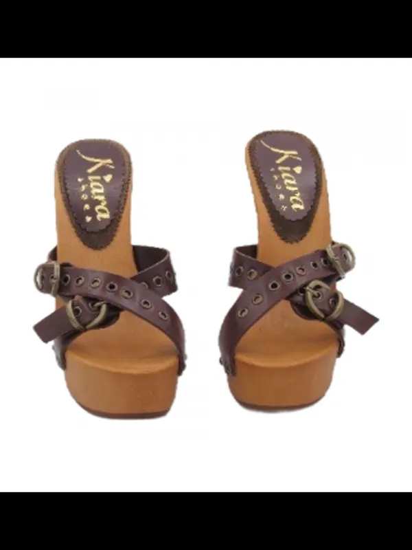 Kiara Shoes ZOCCOLI DONNA TACCO 13 CM -... Marrone Hot