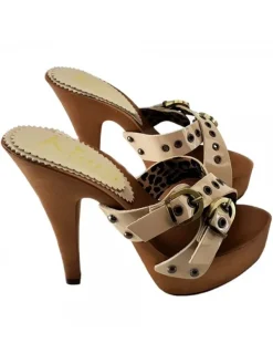 Kiara Shoes Zoccoli Donna Vernice ... Beige Sale