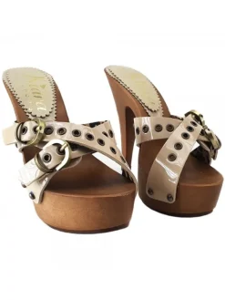 Kiara Shoes Zoccoli Donna Vernice ... Beige Sale