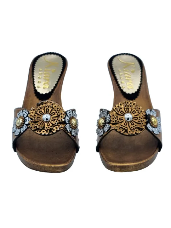 Kiara Shoes Zoccoli Donna vintage style... BRONZO Hot