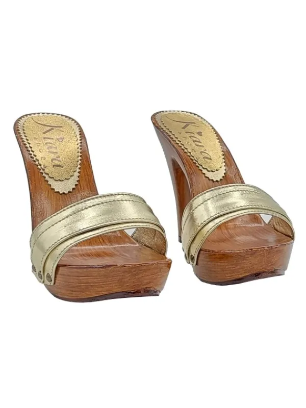 Kiara Shoes ZOCCOLI DORATI CON TACCO 11 CM Oro New