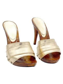 Kiara Shoes ZOCCOLI FASCIA IN PELLE... Oro Outlet