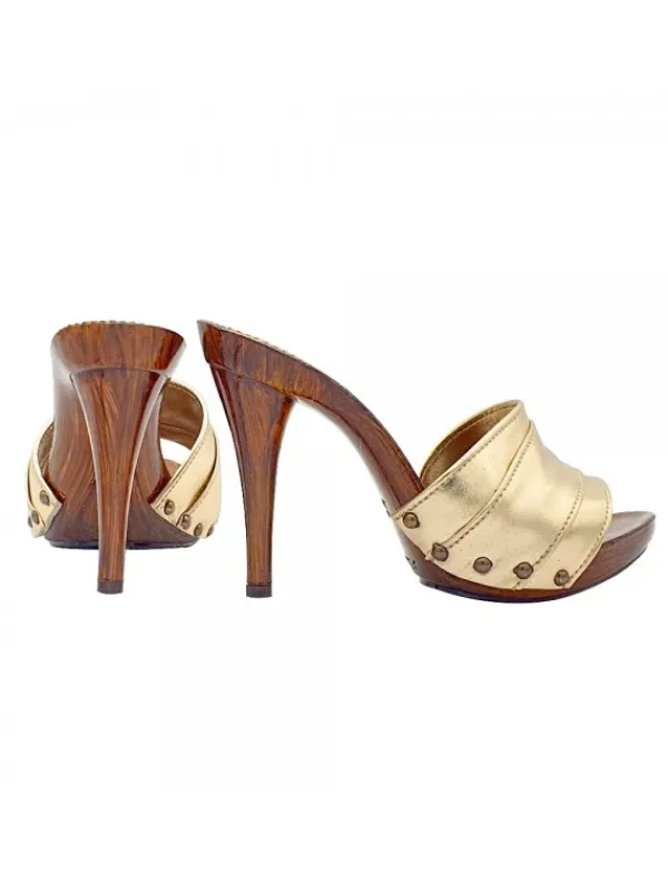 Kiara Shoes ZOCCOLI FASCIA IN PELLE... Oro Outlet