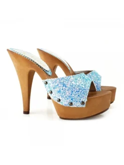 Kiara Shoes ZOCCOLI GLITTER CIELO TACCO 13 Blu