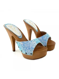 Kiara Shoes ZOCCOLI GLITTER CIELO TACCO 13 Blu
