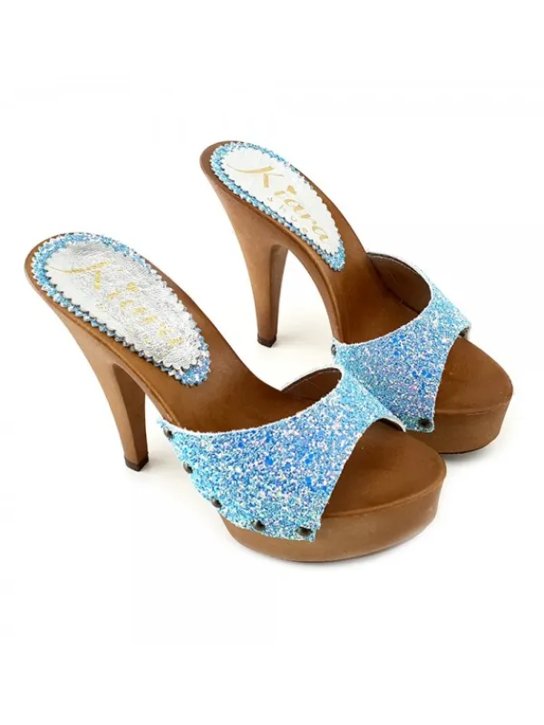 Kiara Shoes ZOCCOLI GLITTER CIELO TACCO 13 Blu