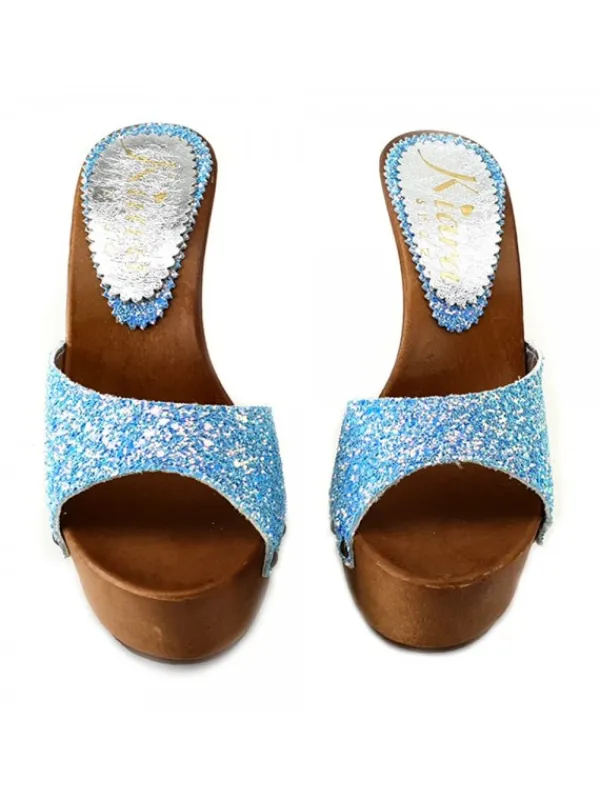 Kiara Shoes ZOCCOLI GLITTER CIELO TACCO 13 Blu