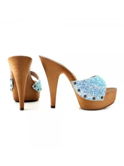 Kiara Shoes ZOCCOLI GLITTER CIELO TACCO 13 Blu
