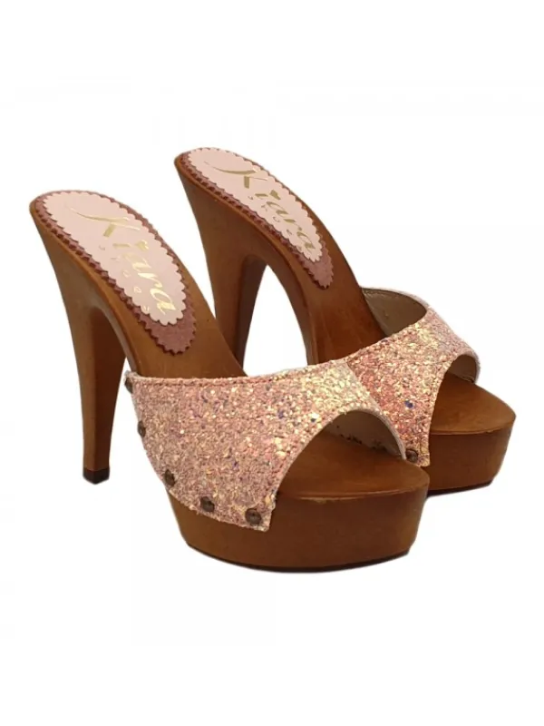 Kiara Shoes ZOCCOLI GLITTER TACCO 13 Rosa Hot