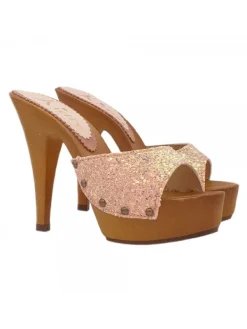 Kiara Shoes ZOCCOLI GLITTER TACCO 13 Rosa Hot