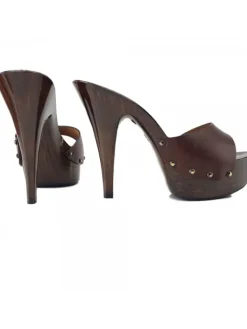 Kiara Shoes ZOCCOLI IN CUOIO Marrone Outlet