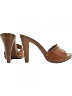 Kiara Shoes ZOCCOLI IN CUOIO TACCO 11 Clearance