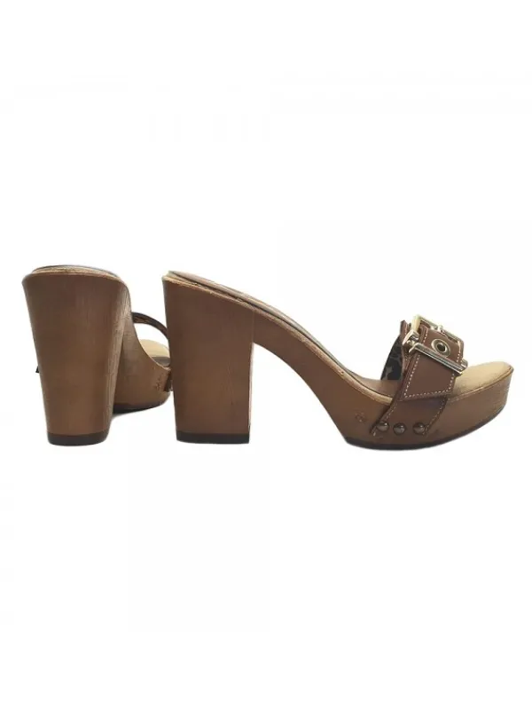 Kiara Shoes ZOCCOLI IN TACCO 10 CM Cuoio