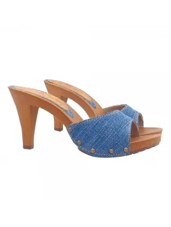 Kiara Shoes ZOCCOLI IN DENIM CON TACCO 9 Clearance