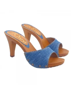 Kiara Shoes ZOCCOLI IN DENIM CON TACCO 9 Clearance