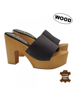 Kiara Shoes ZOCCOLI IN LEGNO TACCO... Nero Discount