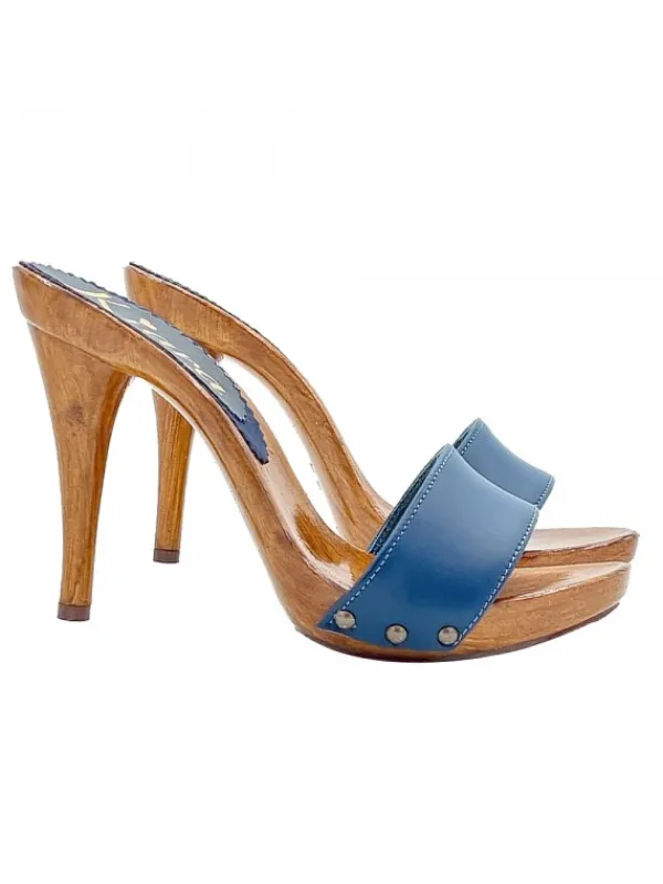 Kiara Shoes ZOCCOLI IN PELLE CON... Blu Online